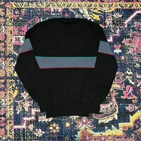 VINTAGE Meister Mock Neck Sweater Striped  Hong Kong Wool Blend Small - Picture 2 of 2